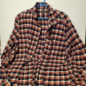 J.Crew Mercantile Men's XL Plaid Flannel Button-Up Shirt Red Navy White